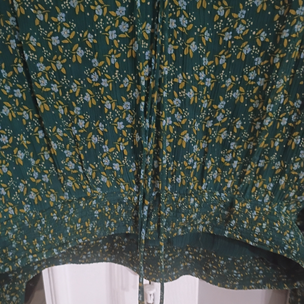 Free People Dark Green Floral Blouse - Picture 5 of 6